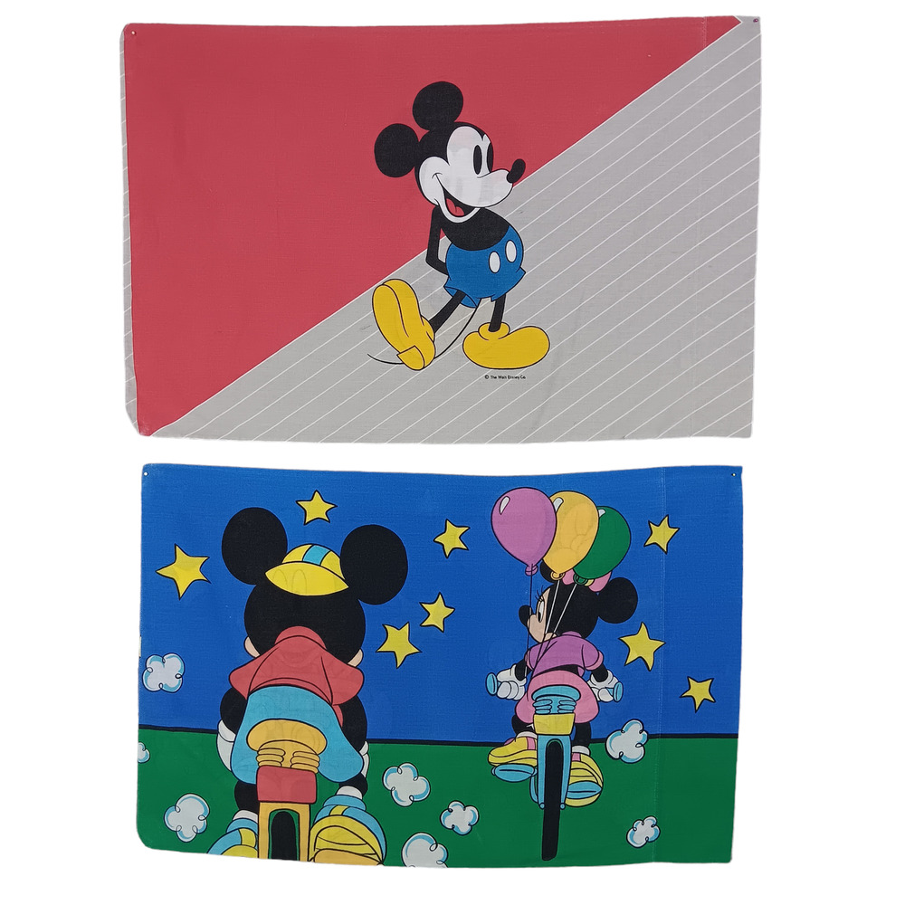 Vintage Disney 80s Pillocases Set of 2 Standard Size Mickey and Minnie - Picture 2 of 16